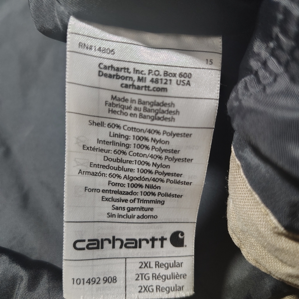 Carhartt Men's Brown Performance Jacket Insulated 2XL - Picture 4 of 11
